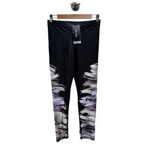 Peloton X Terez‎ Womens Size M Black Colorful Accents Peloton SpellOut Leggings